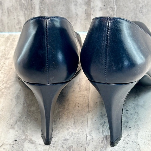 Stuart Weitzman Navy Blue Leather Heels Pumps Sz 7AA - Picture 7 of 9